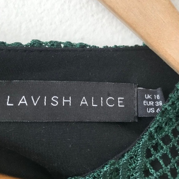 Lavish Alice open Back Forest Green Mini Lace Dress US6 - Picture 9 of 9